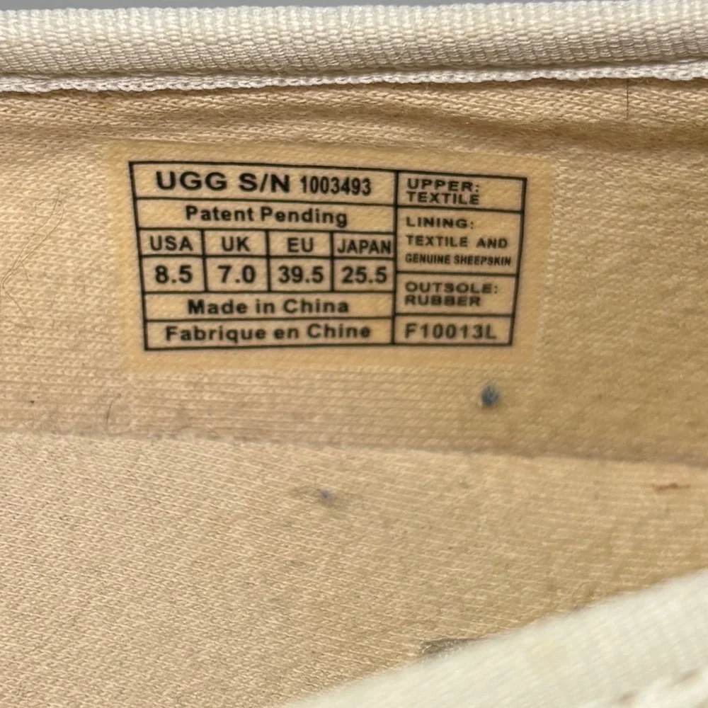 UGG Indah Espadrille Flats Cream Canvas Slip-On Jute Sole Women’s 8.5 EU 39.5